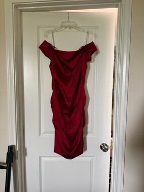 Betsy&Adam off Shoulder Satin Dress